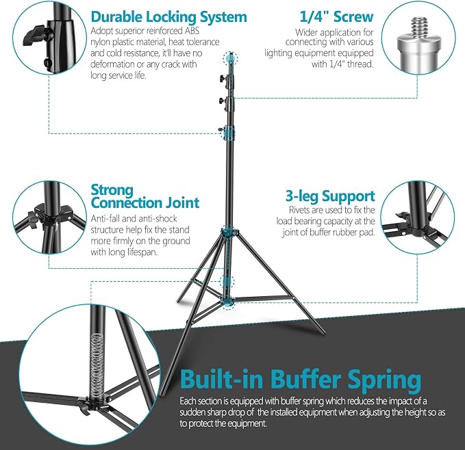 Neewer Heavy Duty Light Stand, Metal 13ft/4m Adjustable Photography Tripod C
