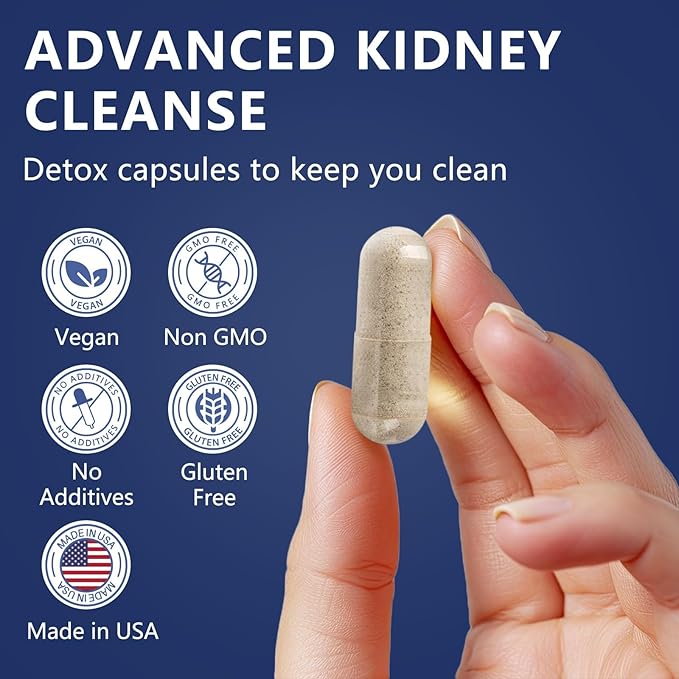 (2 P) Kidney & Liver Cleanse Detox & Repair Capsules, Chanca Piedra & Cranberry Pills for Liver & Kidney Support Supplement Extra Strength for Stones Dissolver, Urinary Tract Health for Woman