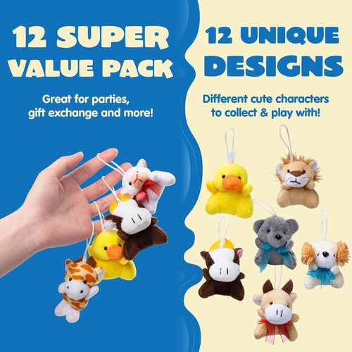 JOYIN Mini Animal Plush Toy Assortment - 36 Pack of 3" Stuffed Animals | Perfect Party Favors for Kids