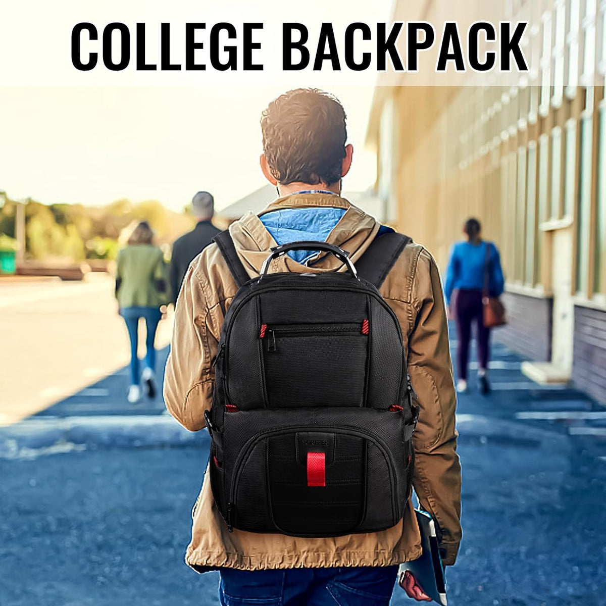 YOREPEK Large Laptop Backpack - Water Resistant Travel Bag for 17 Inch Computers | Black