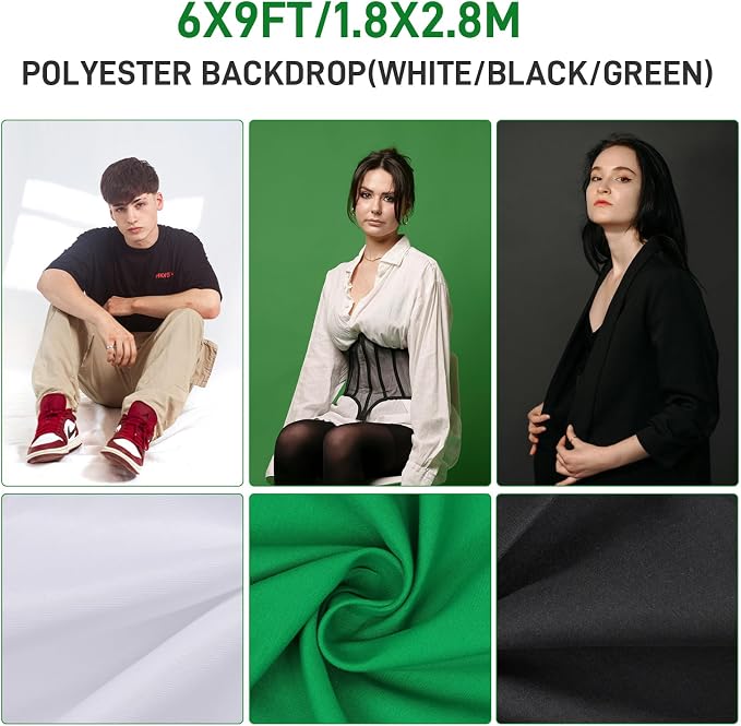 Photography Lighting kit with Backdrops, 8.5x10ft Backdrop Stands, Zyernar LED