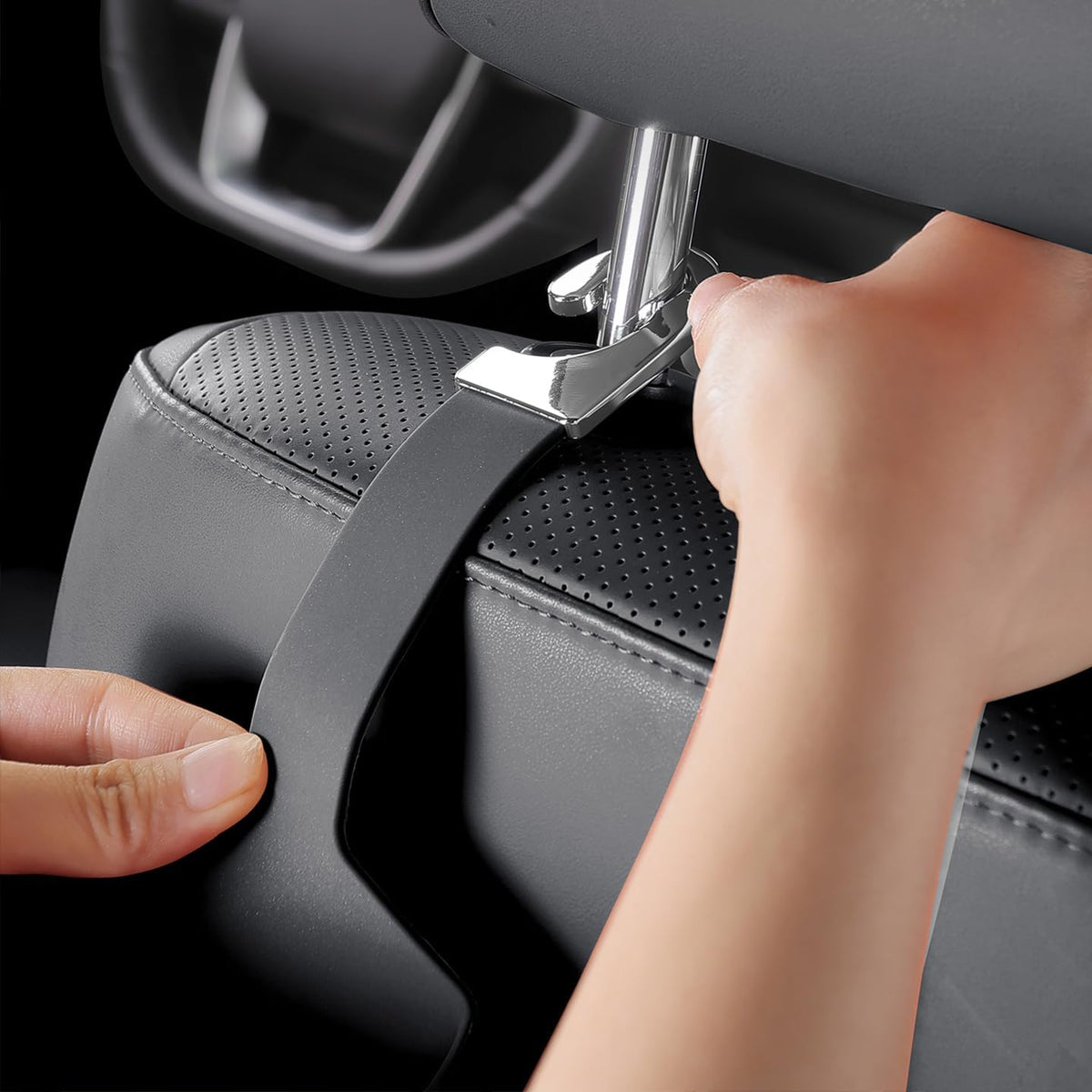Car Backseat Cup Holder with Headrest Hooks (1PCS Black)