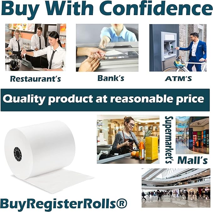 BPA Free Thermal Paper 3 1/8 x 230 Receipt Rolls fits all Clover POS Cash