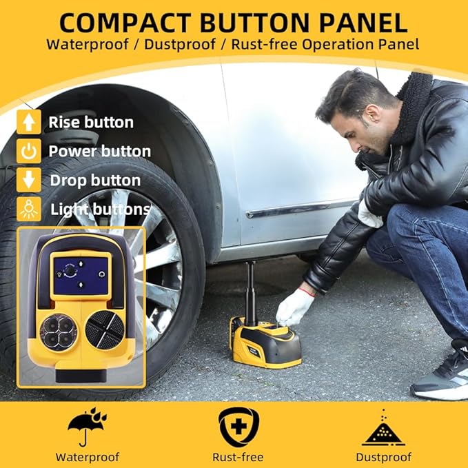STANDTALL Electric Car Jack Hydraulic Cordless Remote Control 5 Ton 18V Automatic Small Portable Tire Change Kit Emergency Repair Tire Tools for SUV Sedans Vehicle MPV