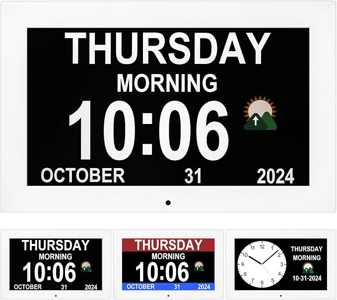 Dementia Clock with 12 sets of alarms paired with 20 usage scenarios, Large