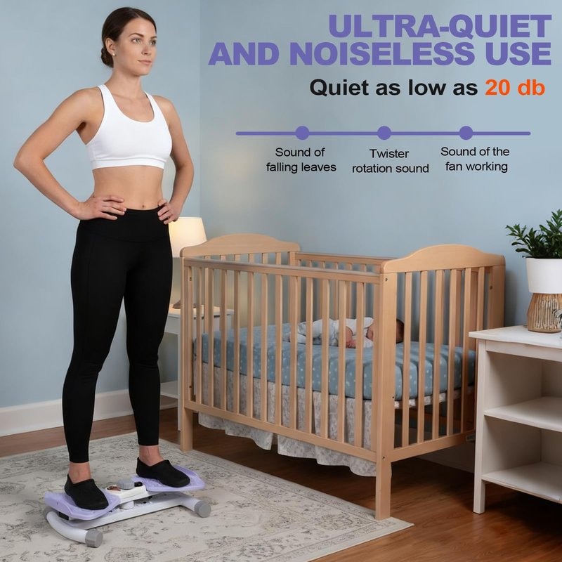 Reinforced Structure Waist Twister Machine Exercise, Ab Twist Board 440 lbs Weight Capacity for Slim Waist and Core, with Smart LED Digital Display Track Time, Reps, Calories for Women (Lavender)
