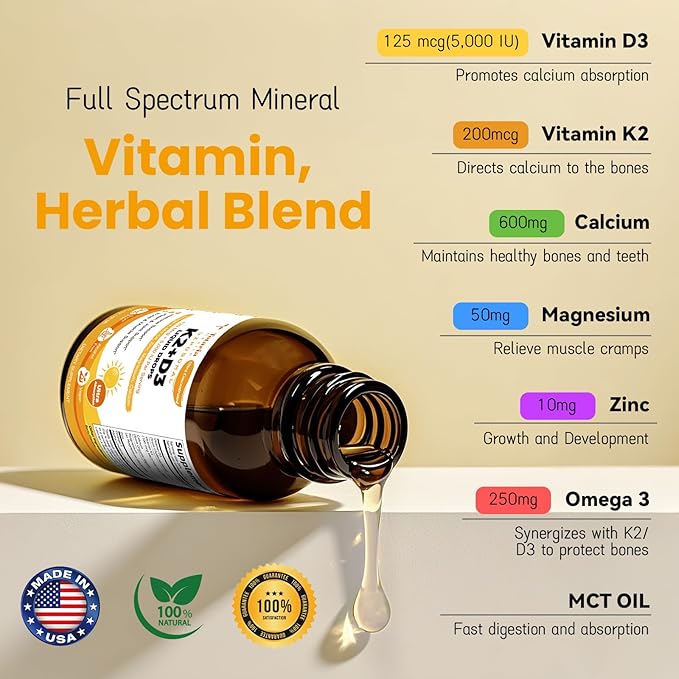 Liquid Vitamin D3 K2 + Citrus Bergamot for Antioxidant