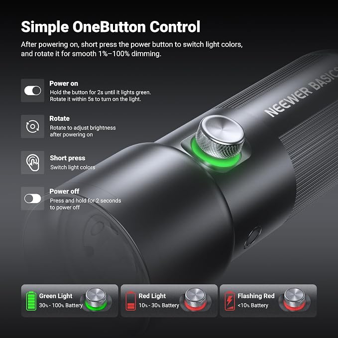 NEEWER Basics RGB Photography Flashlight, 4 Colors/20 GOBO