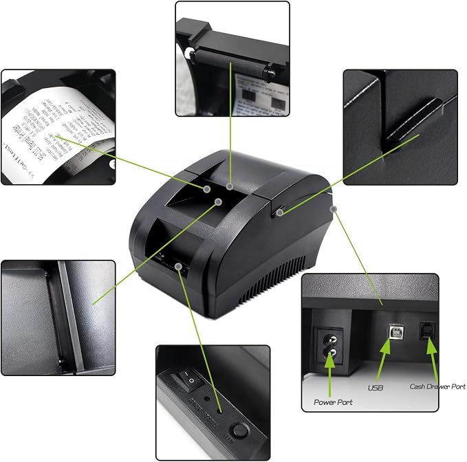 symcode 58MM USB Thermal Receipt Printer, High Speed Printing 90mm/sec