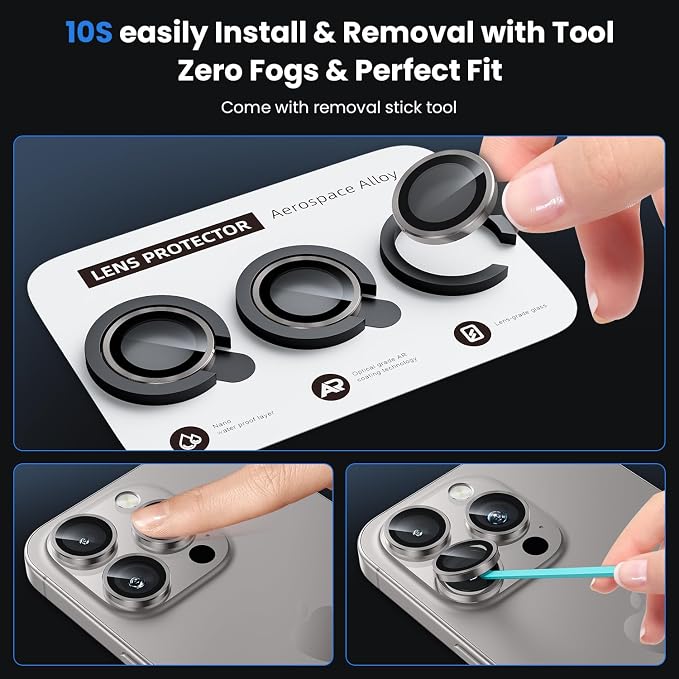 WSKEN for iPhone 16 Pro/iPhone 16 Pro Max Camera Lens Protector