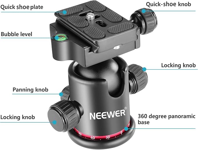Neewer Professional Metal 360 Degree Rotating Panoramic Ball Head