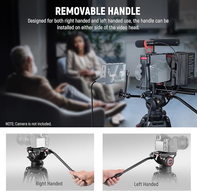NEEWER 74" Video Tripod with Fluid Head & Damping Control, Aluminum Heavy Duty