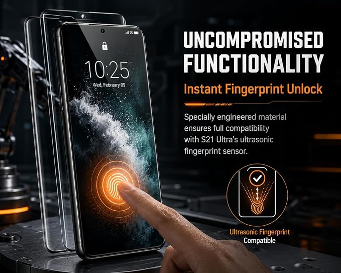 2 Pack Galaxy S21 Ultra Screen Protector, HD Clear Tempered Glass, 2 Pack