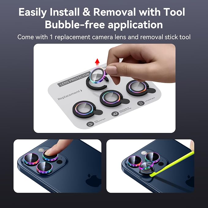 WSKEN for iPhone 15 Pro/iPhone 15 Pro Max Camera Lens Protector, Shatterproof