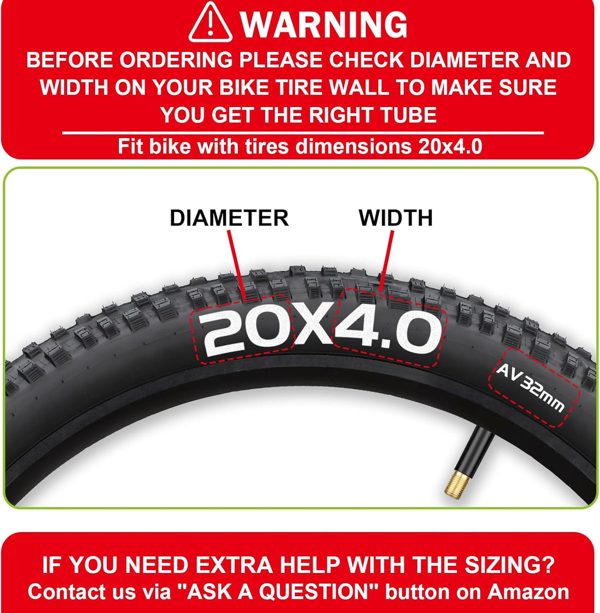 Skiennix Fat Tire Tube - 20"/26" x4.0 E-Bike Bicycle Tubes with AV 32mm Schrader Valve | Includes 2 Tire Levers