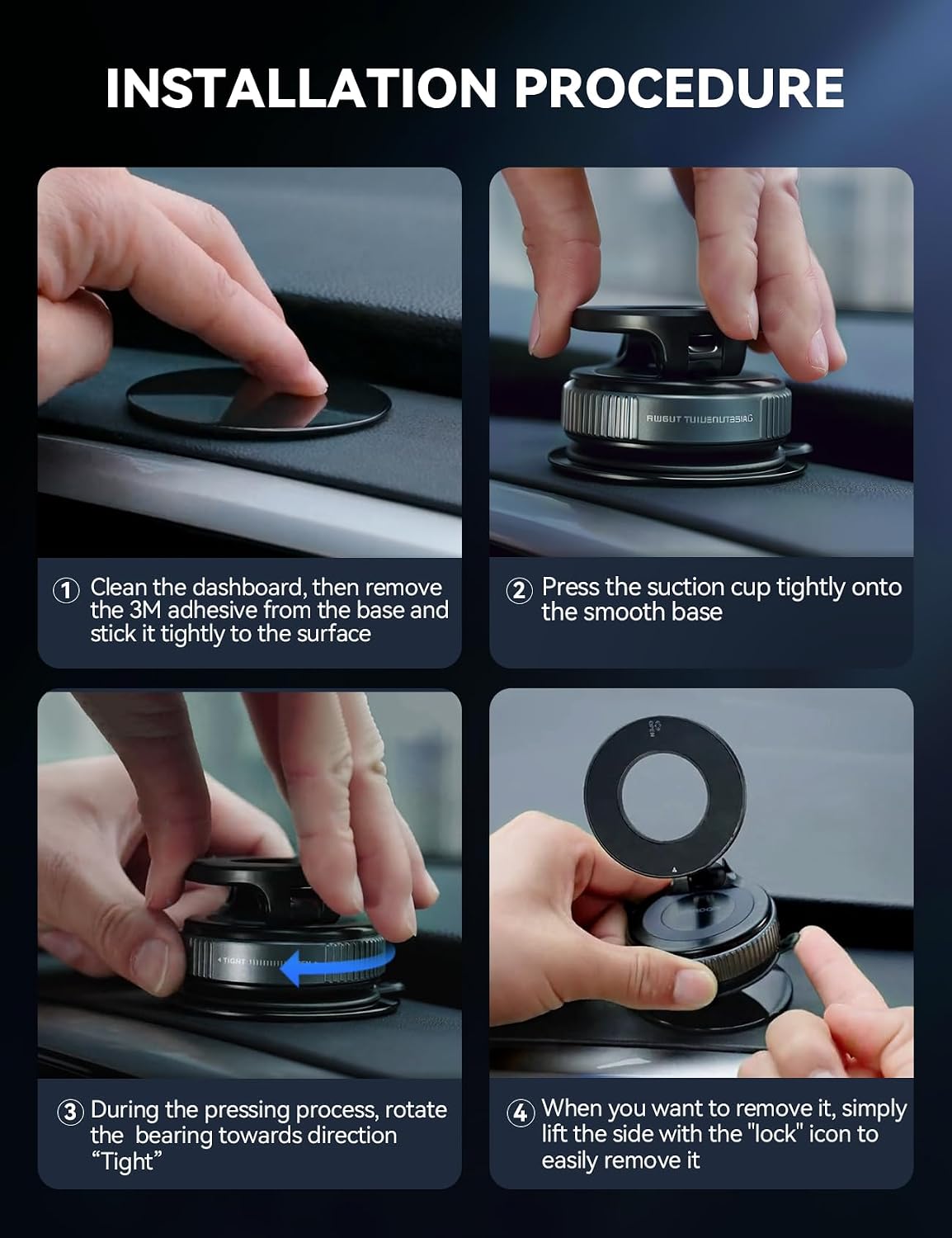 JOYROOM Magsafe Car Mount, Car Mount for iPhone with Strong Magnet, 360° Metal Strut Vacuum Suction Cup Phone Mount for iPhone 17 Air Pro Max/16 15 14 13 12 Series& Android Magsafe Case, Dark Blue