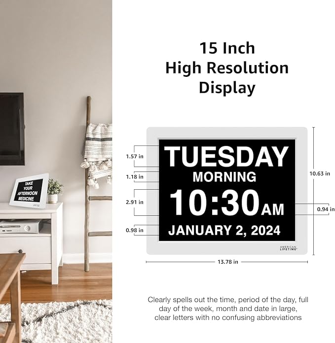 American Lifetime 【New 2024 Dementia Clock Large Digital Clock
