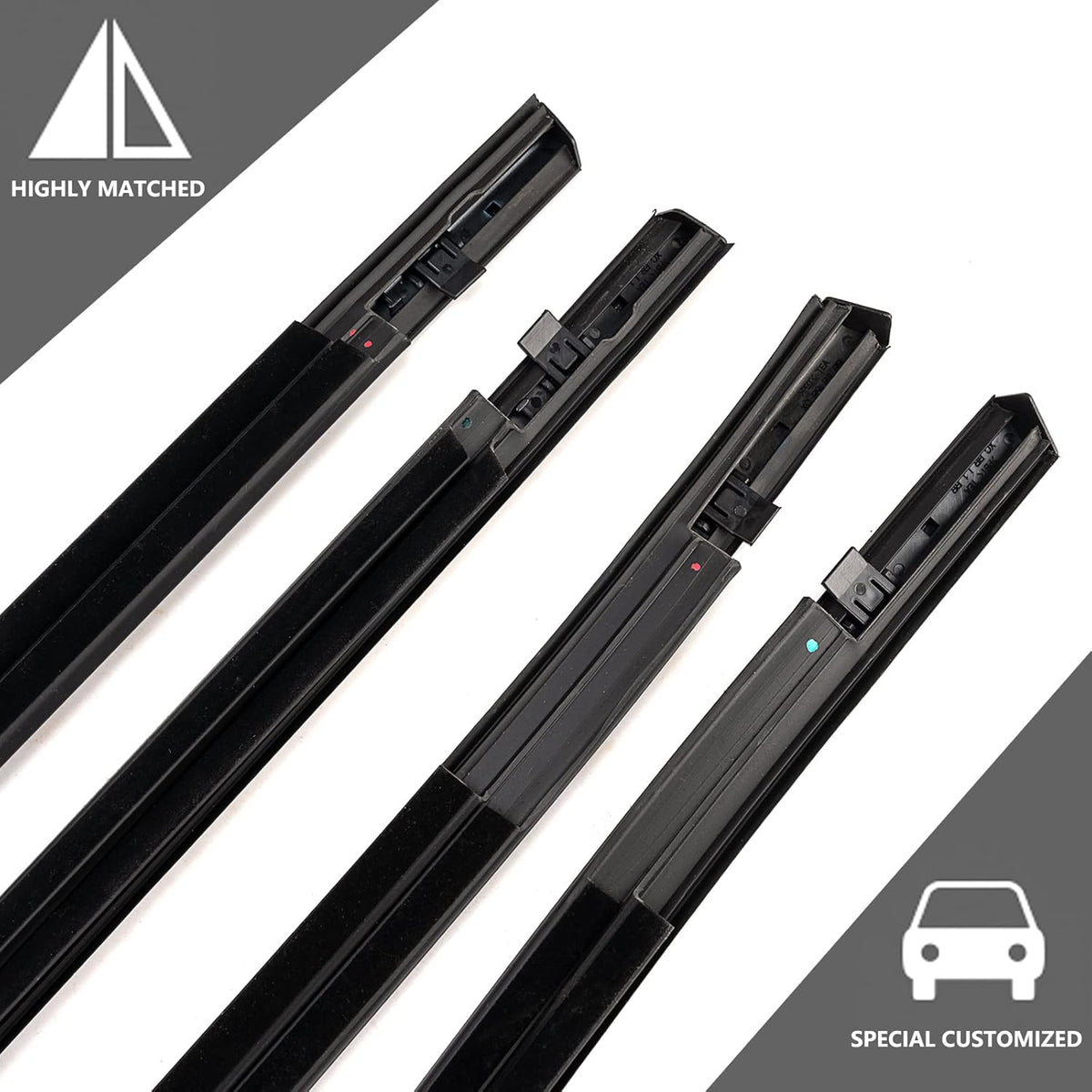 4Pcs Weatherstrip Window Moulding Trim Seal Belt Compatible with 2016-2021 Honda Civic 4 Door Sedan