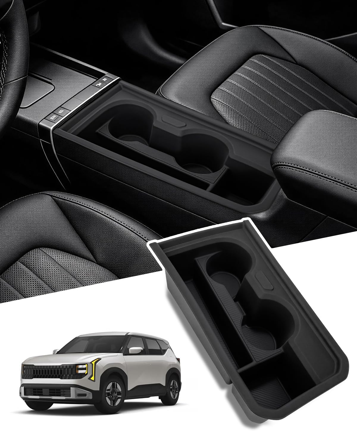Cup Holder Inserts for Kia Seltos HEV 2027 Center Console Organizer