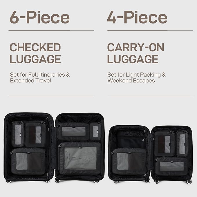 EPICKA TripCozy Compression Packing Cubes - 6 Set Durable Travel Organizer Bags with Mesh Top, Expandable Travel Accessories for Carry on, Luggage, Suitcase, Backpack (Dark Grey)
