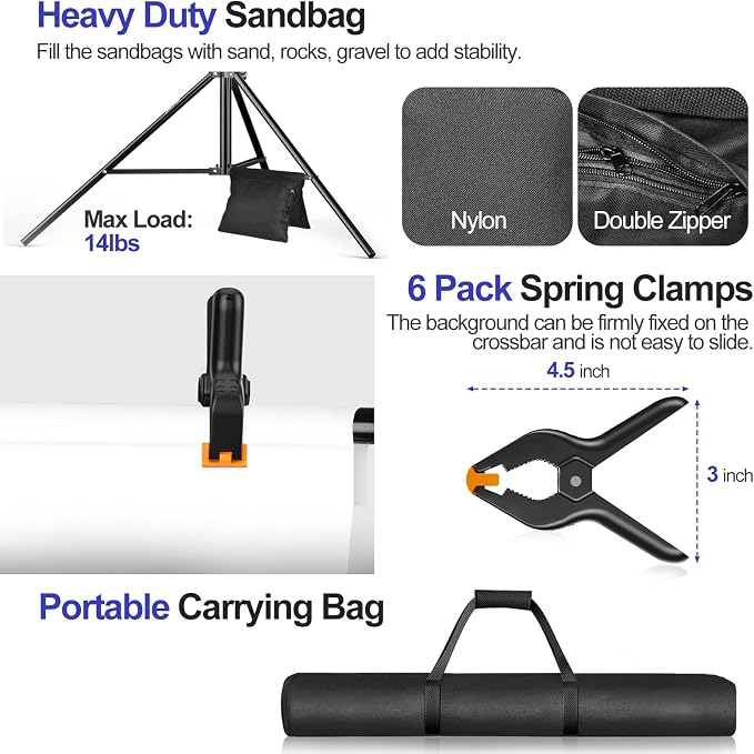 EMART 10x8.5FT Backdrop Stand, Photo Video Studio Adjustable&Lockable Heavy