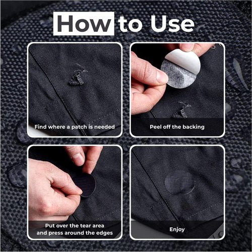 aZengear Repair Patches for Down Jackets - Waterproof Self-Adhesive Nylon Fabric, 11 Pieces, Dark Grey