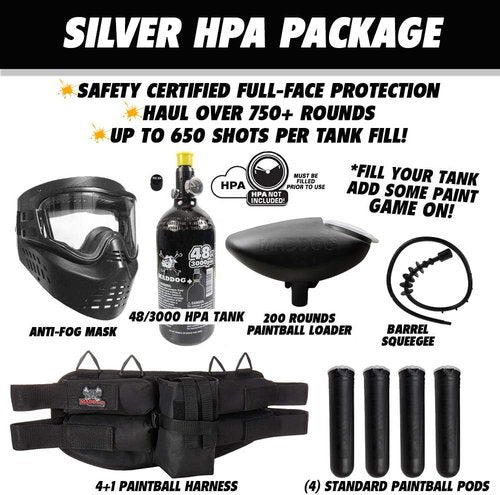 Maddog Tippmann Cronus Tactical Paintball Gun - Complete Starter Kit with Marker, Mask, Tank & More | Silver