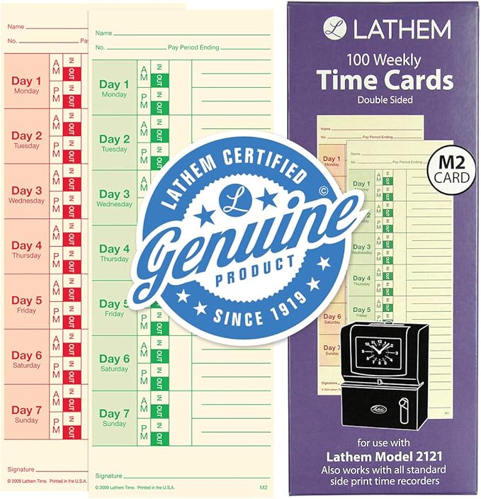 Lathem Weekly Time Cards, Double-Sided,