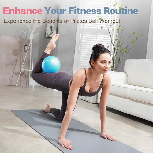 Kisnbld Mini Pilates Ball - 9 Inch Anti-Burst & Slip Resistant Yoga Ball for Stability & Core Strength