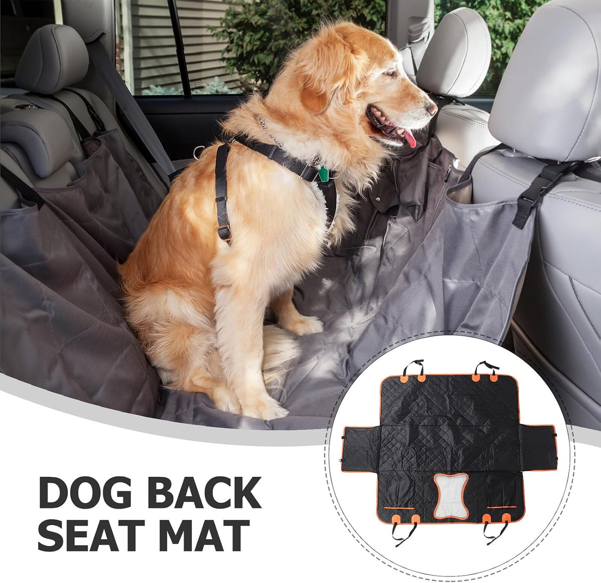 Dog Seat Cover for Car Backseat Waterproof Pet Mat with Non-Slip Back Seat Protector for Trucks and Suvs Sturdy for Dogs and Cats Travel