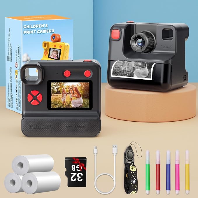 Instant Print Camera for Kids, 1080P Kids Instant Cameras, HD Digital Video