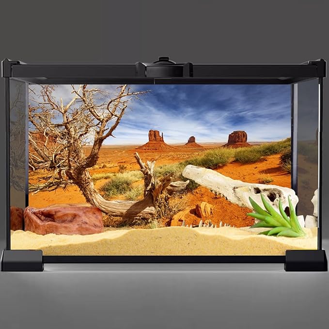 AWERT 72x18 inches Reptile Habitat Background Orange Desert Terrarium Background Durable Polyester Background