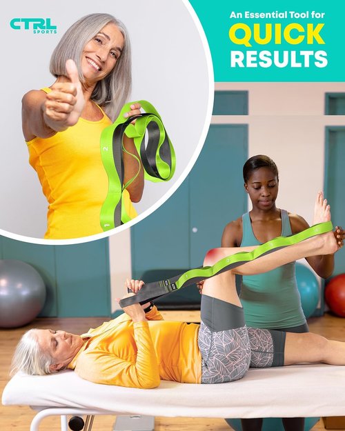 Fascia Stretching Strap by [Brand Name] - Non-Elastic Yoga & Physical Therapy Band for Enhanced Flexibility | Ideal for Hamstring & Leg Stretching