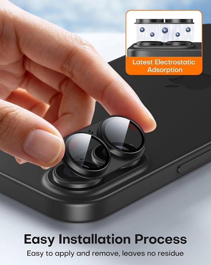 TAURI 2 Pack for iPhone 16/16 Plus Camera Lens Protector, Full Coverage