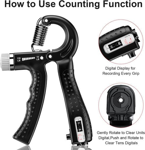 KDG Hand Grip Strengthener - Adjustable Resistance 10-130 lbs | Forearm Exerciser for Muscle Building & Recovery