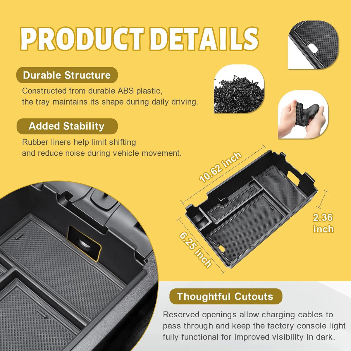 Center Console Organizer Tray for 2018-2024 Chevy Equinox Accessories | Middle Armrest Storage Box, Multi-compartment Design, Quick Access to Daily Essentials, NOT For 2025 2026 Models
