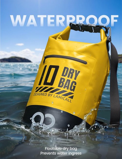 Lamicall Waterproof Dry Bag - Durable & Floating 5L/10L/20L/30L/40L with Phone Pouch for Kayaking, Hiking & Fishing