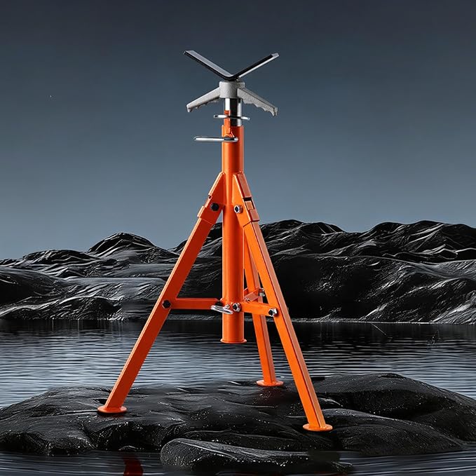 VEVOR Pipe Stand, 2500LBS Heavy Duty Pipe Jack Stands, 27.2"-52" Height Adjustable V Head Pipe Stand, 45# Steel Folding Jack Stand for 1/2-12 inches Pipes