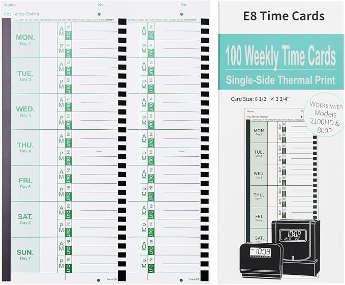 600 E8 Weekly Thermal Time Cards