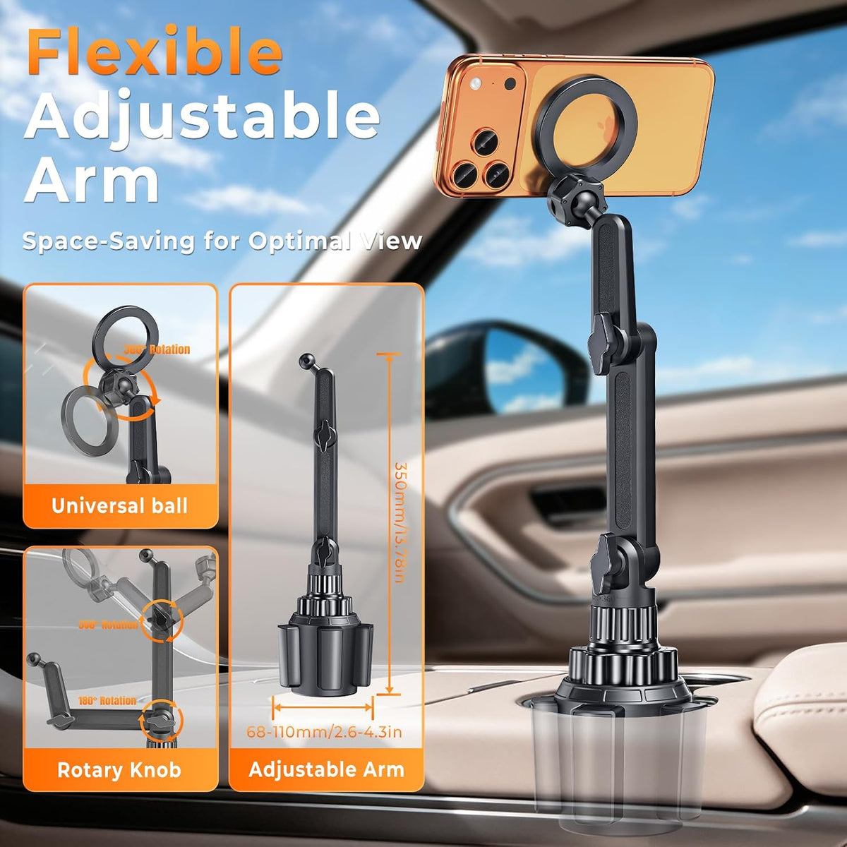 Phone Holders for Your Car, Universal Strong Magnetic Cup Car Phone Mount