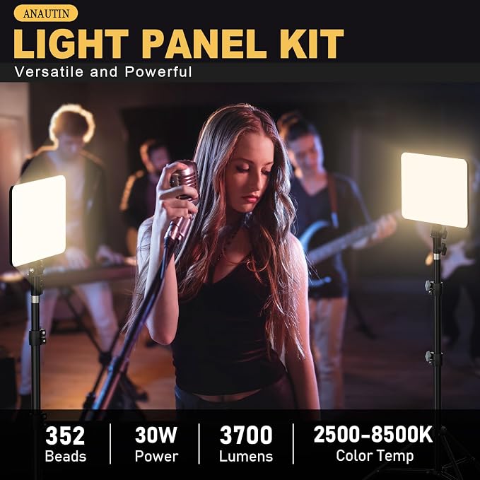 30W Upgraded Photography Lighting Kit, Anautin 1-Pack LED Video Lighting