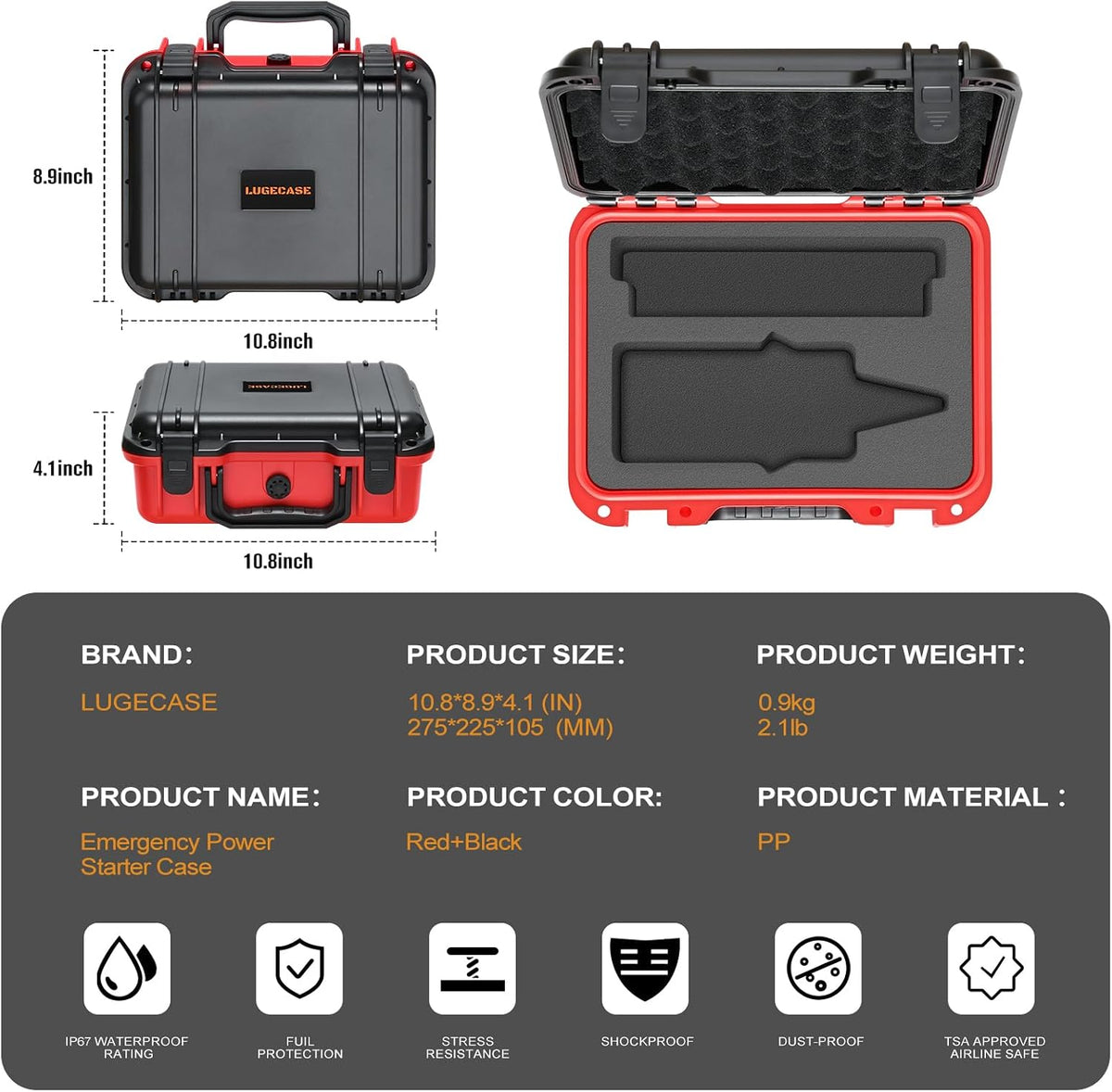 Hard Case for NOCO Boost GB50 - Portable Car Battery Jump Starter Hard Shell Case: Waterproof Travel Carrying Storage Box for NOCO Boost GB50 UltraSafe Jump Starter - RV Trips & Outdoor Adventures