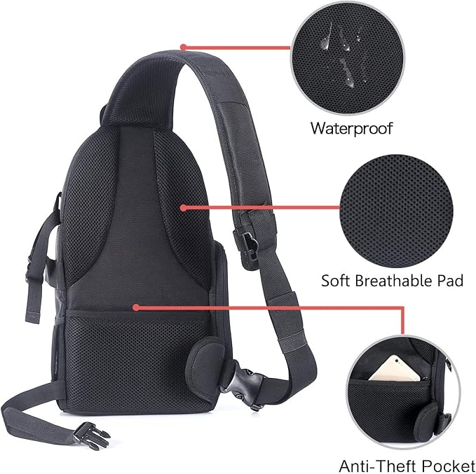 MOSISO Camera Sling Bag, DSLR/SLR/Mirrorless Camera Case Shockproof Photography