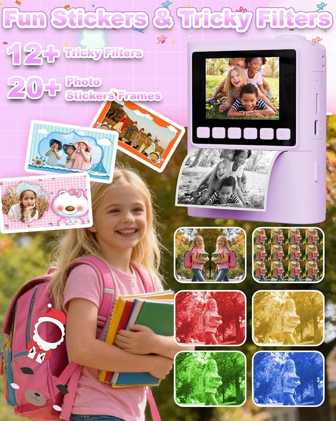 Instant Print Camera for Kids, Christmas Birthday Gifts for 4 5 6 7 8 9 10 Year