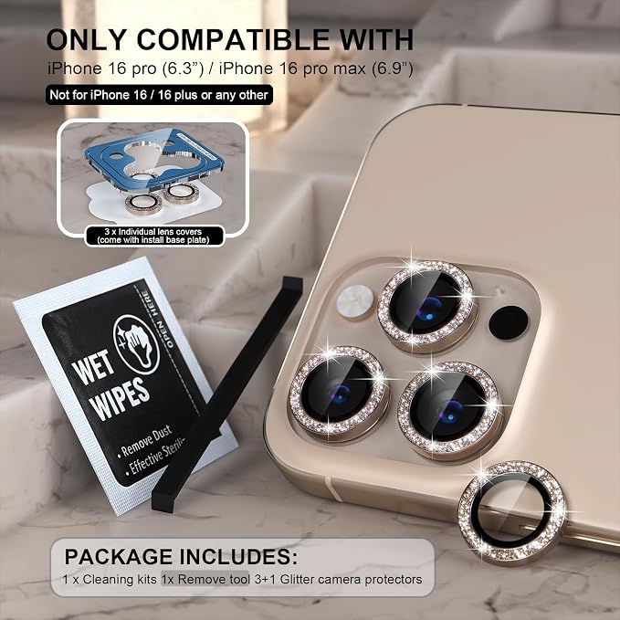 Choiche Compatible for iPhone 16 Pro/iPhone 16 Pro Max Camera Lens Protector