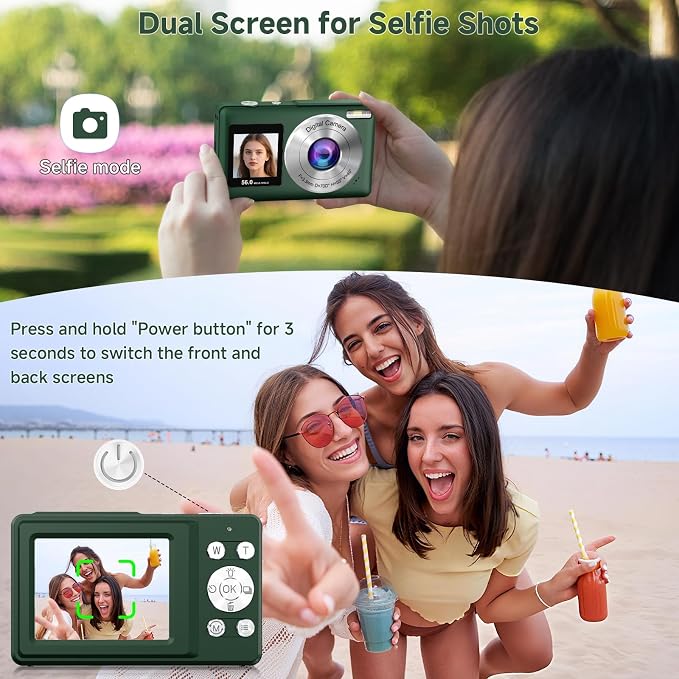 Digital Camera, 56MP 2.7K Dual-Screen Selfie Camera