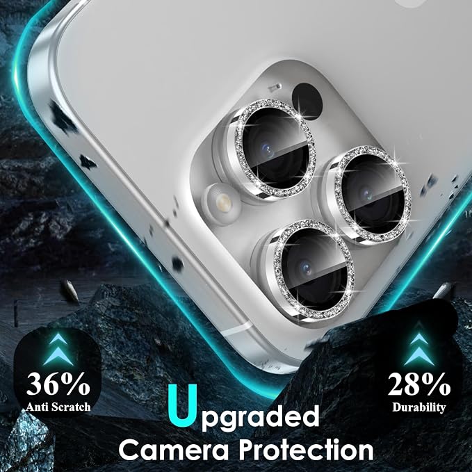 YWXTW Designed for iPhone 15 Pro/iPhone 15 Pro Max Camera Lens Protector Bling
