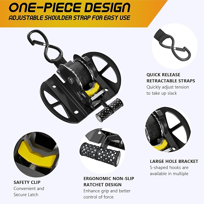 2PCS Retractable Ratchet Straps,Compatible with 2015-2025 2026 Ford F150 Auto Retract Securing Strap,Integral Retractable Tie Down Straps for F250/F350/F450/F550,Retractable Truck Bed Ratchet Straps