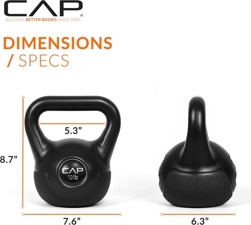 CAP Barbell 45 LB Cement Kettlebell Set - Vinyl-Coated 10 lb, 15 lb & 20 lb for Strength Training & Home Workouts