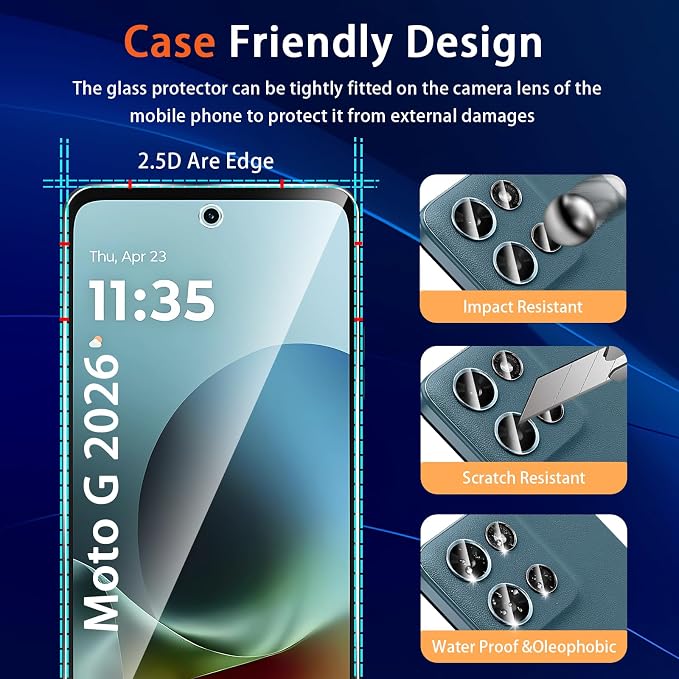 Designed for Motorola Moto G 5G 2026 & Moto G Play Tempered Glass Screen